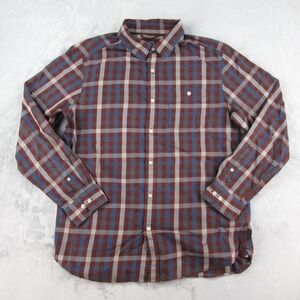The North Face Mens Long‎ Sleeve Button Up Plaid Shirt Maroon Blue Gray Large